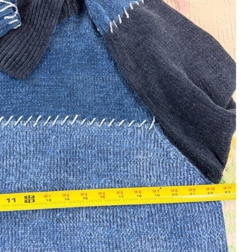 North Crest Patchwork Turtleneck Sweater Blue Den… - image 5